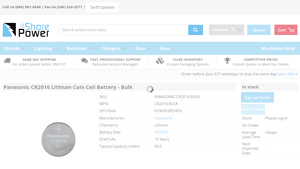 Panasonic CR2016 Lithium Coin Cell Battery - Bulk - cr2016 battery bulk