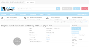 Energizer CR2025 Lithium Coin Cell Battery - 163mAh - 1 Piece Bulk - cr2025 bulk