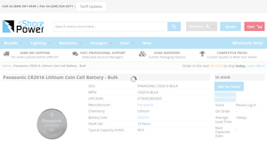 Panasonic CR2016 Lithium Coin Cell Battery - Bulk - cr2016 bulk