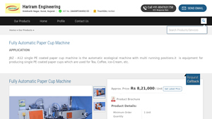 Fully Automatic Paper Cup Machine - Hariram Engineering - paper cup machine factory