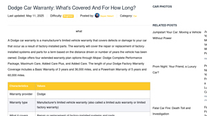 Dodge Car Warranty: What's Covered And For How Long? - dodge manufacturer warranty
