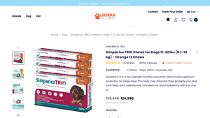 Simparica TRIO Chews for Dogs 11-22 lbs (5.1-10 kg) - Sierra Pet Meds - simparica trio manufacturer
