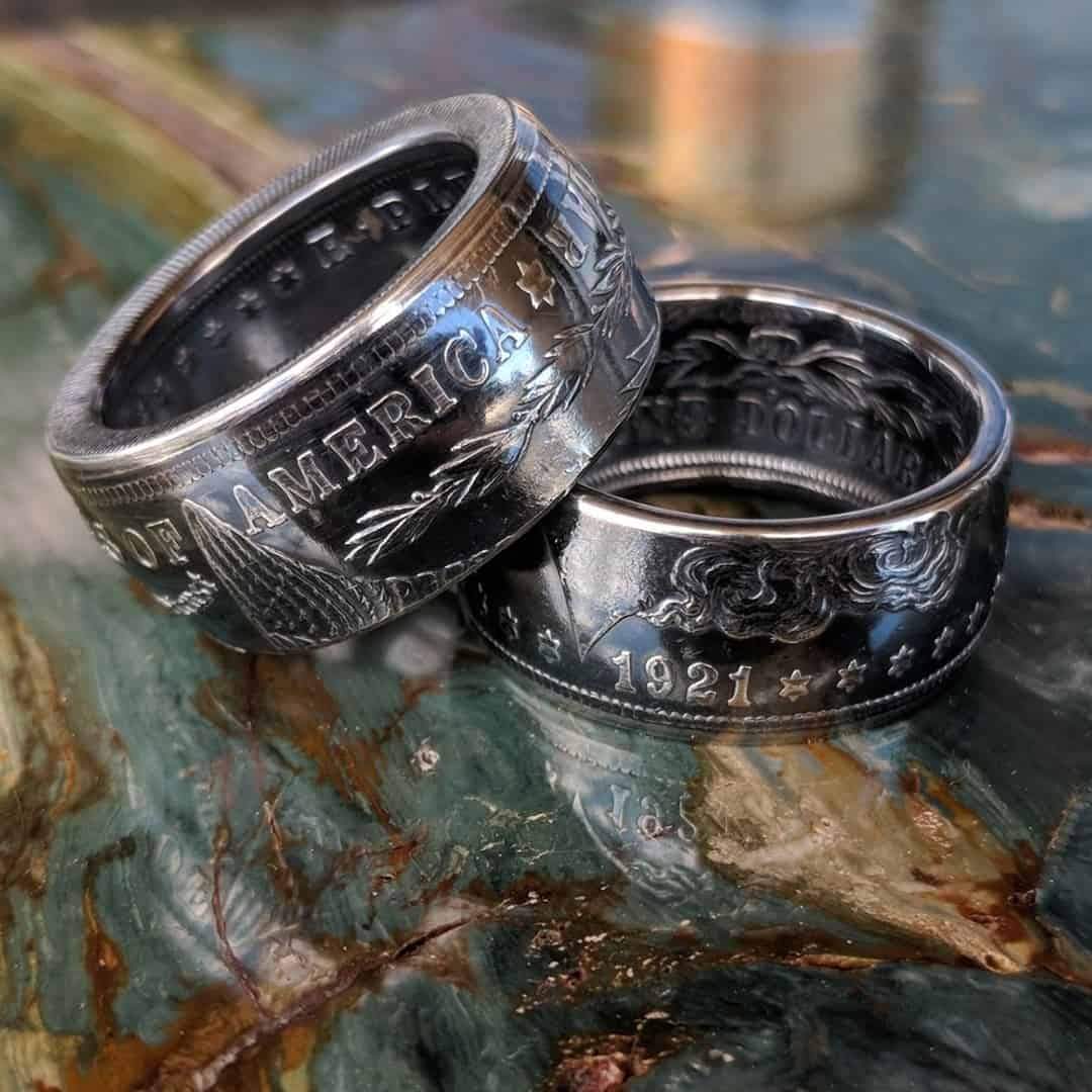 A relevant stock photo of silver ring custom in a typical setting.