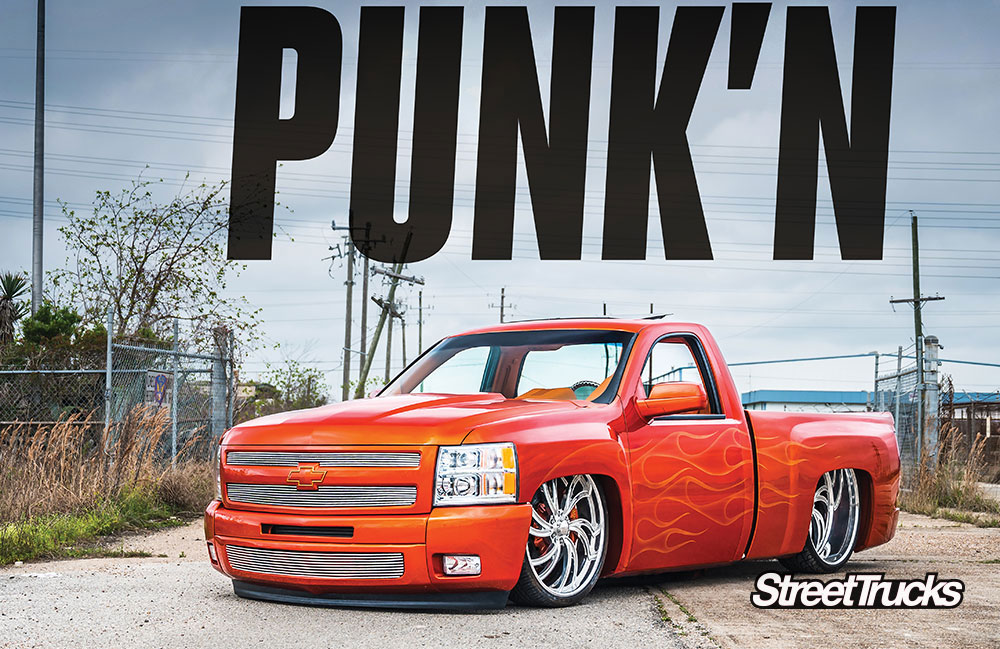 A relevant stock photo of single cab silverado custom in a typical setting.