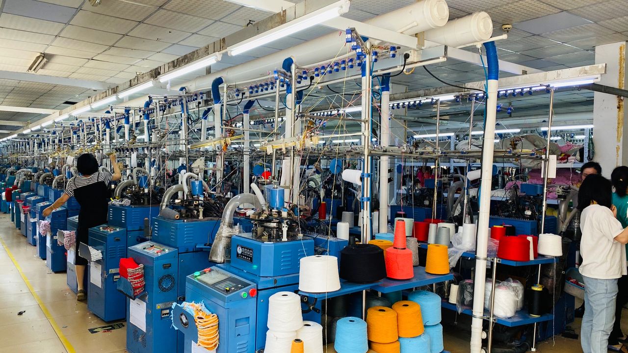 A relevant stock photo of sock manufacturer in a typical setting.