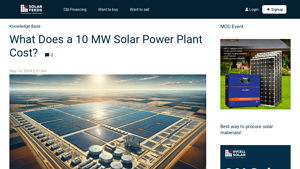 What Does a 10 MW Solar Power Plant Cost? - SolarFeeds Magazine - on grid solar system factory
