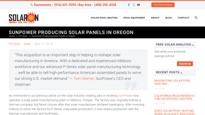 SunPower Producing Solar Panels in Oregon - Solaron - sunpower solar panels factory