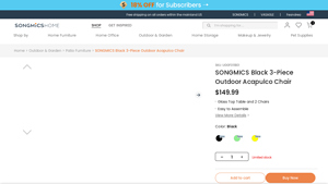 SONGMICS Black 3-Piece Outdoor Acapulco Chair - acapulco chair company