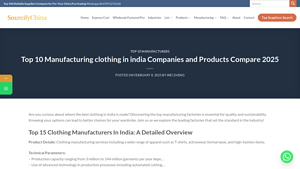 Top 10 Manufacturing clothing in india Companies and Products Compare 2025 - clothing manufacturer startup in india