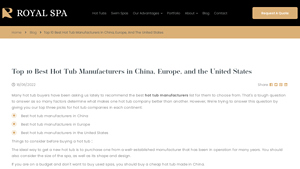 Top 10 Best Hot Tub Manufacturers in China, Europe, and USA - Royal Spas - hot tub manufacturer