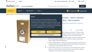 Bulk Cat 5e Ethernet Cable - 1000 ft. (304,8m) - Solid - CMR-Rated - cat 5 cable bulk