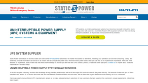Uninterruptible Power Supply (UPS) Systems & Equipment - Static Power - ups systems manufacturer