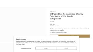 Chic Rectangular Chunky Gold Accent Wholesale Sunglasses - gold sunglasses bulk