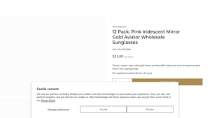 12 Pack: Pink Iridescent Mirror Gold Aviator Wholesale Sunglasses - pink sunglasses bulk