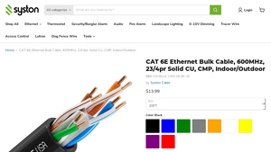 CAT 6E Ethernet Bulk Cable, 600MHz, 23/4pr Solid CU, CMP ... - cat 6e bulk