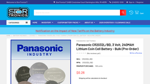 Panasonic CR2032L/BD, 3 Volt, 240MAH Lithium Coin Cell Battery - 2032 battery bulk