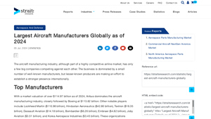 Top 10 Largest Aircraft Manufacturers Globally as of 2024 - plane manufacturer