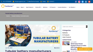 Tubular battery manufacturers - SunGarner - tubular battery company