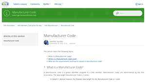 Manufacturer Code - KNX Association - manufacturer code