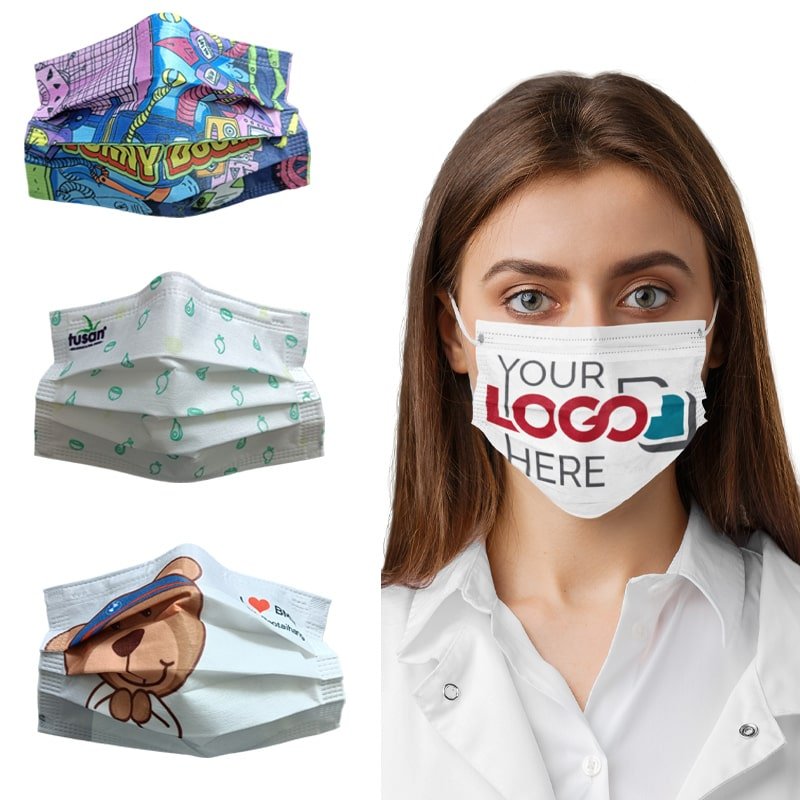 A relevant stock photo of surgical mask custom in a typical setting.