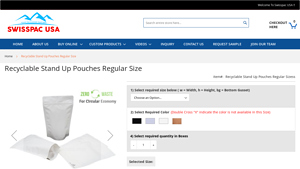 Recyclable Stand Up Pouches Regular Size - Swisspac USA - stand up pouches bulk