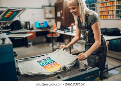 A relevant stock photo of t shirt printing machine manufacturer in a typical setting.
