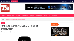 Ambrane launch AMOLED BT Calling smartwatch - T3 India - ambrane smart watch company