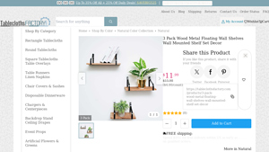 Wood Metal Floating Wall Shelves - 3 Pack - TableclothsFactory - metal wall shelf factory