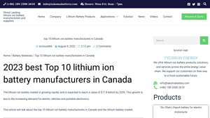 2023 best Top 10 lithium ion battery manufacturers in Canada - lithium ion battery manufacturer