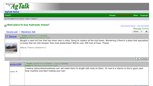 Viewing a thread - Best place to buy hydraulic hoses? - AgTalk Home - hydraulic hose bulk