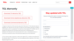 Warranty Information | TCL Electronics - tcl manufacturer warranty