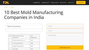 10 Best Mold Manufacturing Industry in India - TDL - mold manufacturer
