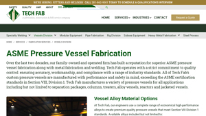 ASME Pressure Vessel Fabrication & Manufacturer | Tech Fab - pressure vessel manufacturer