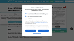 Form BDVR-88M Application for Vehicle Manufacturer Plate - Michigan - manufacturer license plate