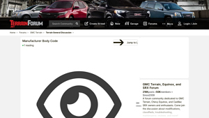 Manufacturer Body Code - GMC Terrain, Equinox, and SRX Forum - manufacturer body code
