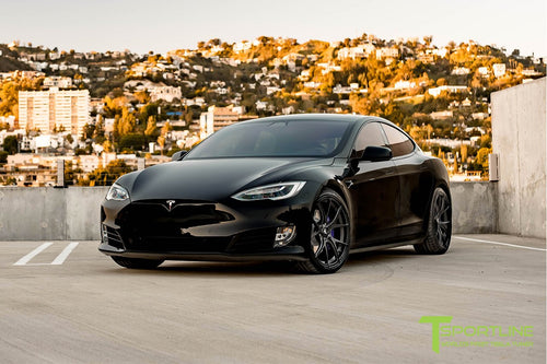 A relevant stock photo of tesla model s p100d custom in a typical setting.