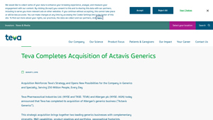 Teva Completes Acquisition of Actavis Generics - Teva Pharmaceuticals - actavis drug manufacturer