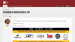 AR Ranking By Manufacturer & Tier | The Armory Life Forum - ar 15 manufacturer tier list