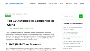 Top 10 Automobile Companies in China - The Automotive World - car manufacturer in china