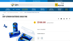 Asp Lithium Batteries Bulk Pak - The Public Safety Store - cr123a lithium batteries bulk