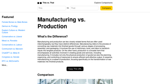 Manufacturing vs. Production - What's the Difference? - This vs. That - manufacturer production