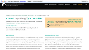 Switching levothyroxine brands frequently results in abnormal thyroid ... - synthroid manufacturer