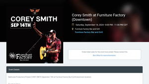 Corey Smith at Furniture Factory (Downtown) - bar furniture factory
