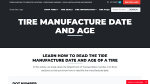 TIRE MANUFACTURE DATE AND AGE - Good Sam - manufacturer date on tires