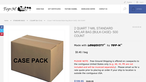 2 Quart 7-Mil Standard Mylar Bag (BULK-CASE)- 500 COUNT. - mylar bags bulk