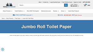 Bulk Jumbo Roll Toilet Paper | TotalRestroom.com - bathroom tissue paper bulk