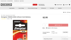 Energizer CR2032 2032 Lithium Coin Battery - Tour Supply - 2032 battery bulk