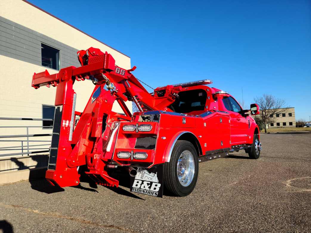 A relevant stock photo of tow truck custom in a typical setting.