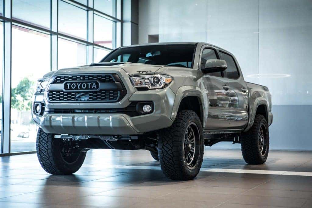 A relevant stock photo of toyota tacoma custom in a typical setting.