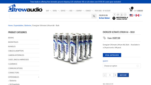 Energizer Ultimate Lithium AA - Bulk - Trew Audio - aa lithium batteries bulk